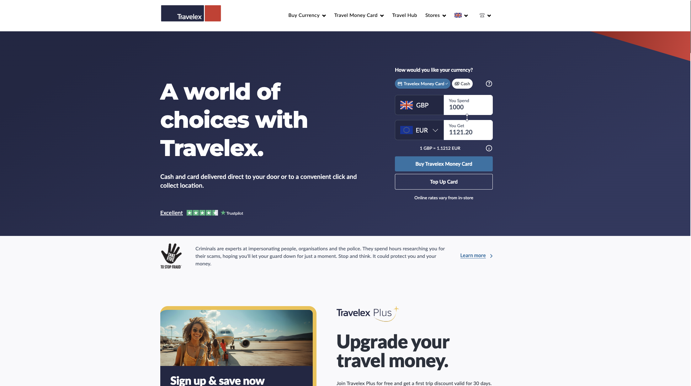 Screenshot of Travelex Websites